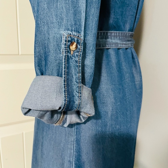 GAP soft denim long sleeve dress with belt - Picture 4 of 8